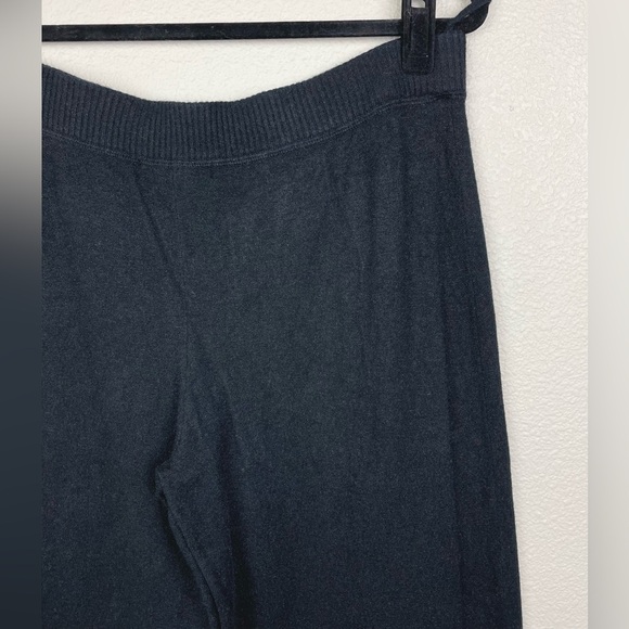 August Silk Women's Large Black Silk Wool Blend Straight Leg Pants Pull On Knit - Picture 8 of 16